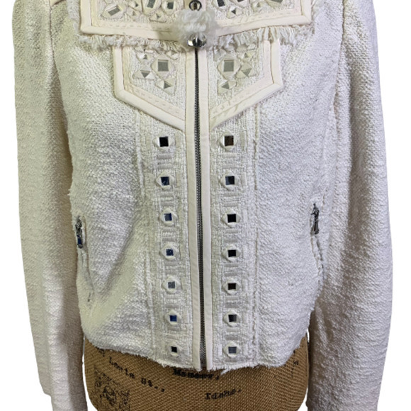 REBECCA TAYLOR White Mirror Embroidered Tweed Jacket - NWT - Picture 7 of 16